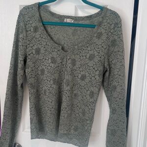 Free People Sage Lace Knit Top